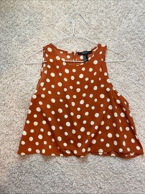 Zara Rust Polka Dot Sleeveless Top - Cream Dots